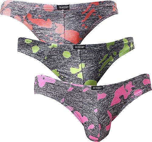 iKingsky Men's Camouflage Thong Underwear Sexy Low Rise T-back Underwear Pack of 3 - Main Image