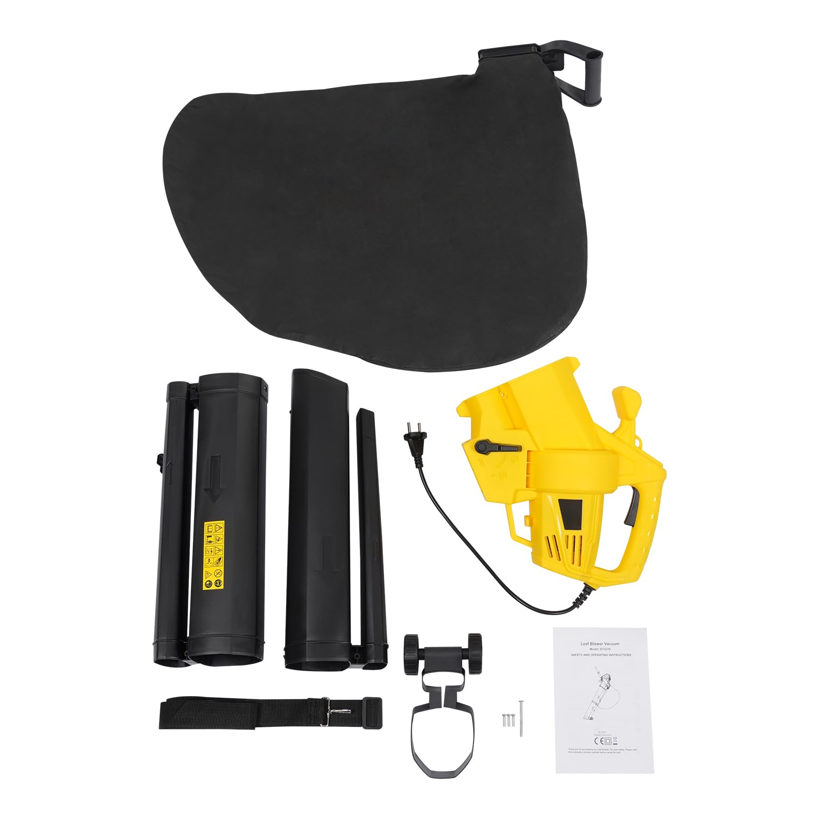 Aspirapolvere elettrico da 3000 W, 2 in 1, con trituratore e sacco da 35 l, potente ventilatore per foglie, 270 km/h, per giardino, cortile e terrazza, con ruote, tracolla e spina europea (max
