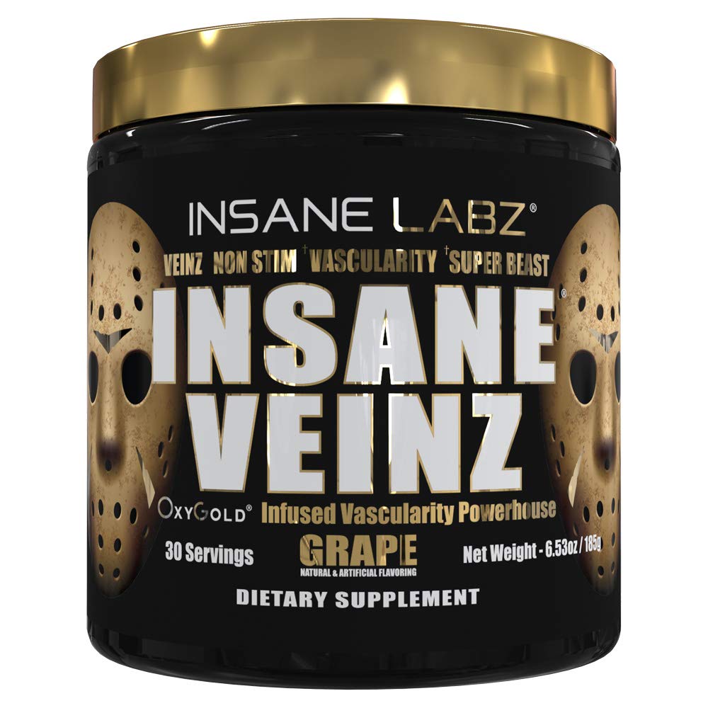 Insane Labz Insane Veinz Gold, Nitric Oxide Non Stimulant pre Workout