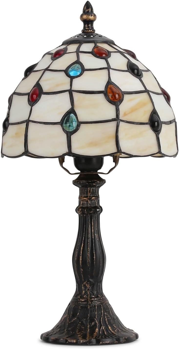 BARCELONA LED Rafa Candeeiro Tiffany E27 Ø20cm Art Nouveau Bege