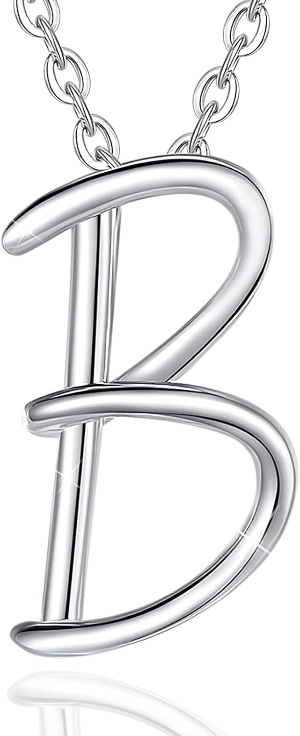 925 Sterling Silver Initial Necklaces for Women - 18-20 Inch Chain