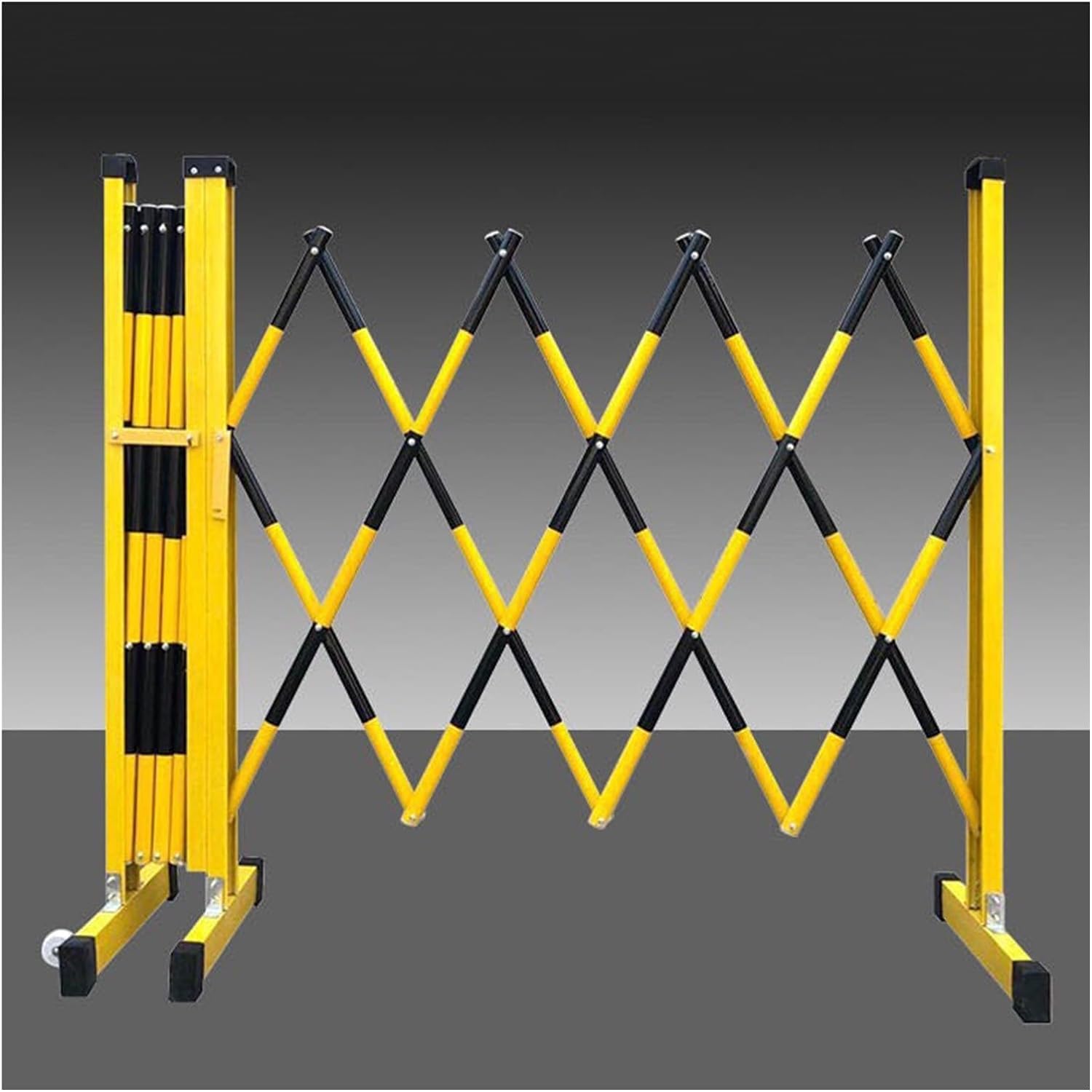 Barrera de tráfico retráctil - Barrera metálica Extensible de 1,2 m de Altura, Barrera de Seguridad Plegable para accesos a Obras (Amarillo, 1,2 x 6 m)
