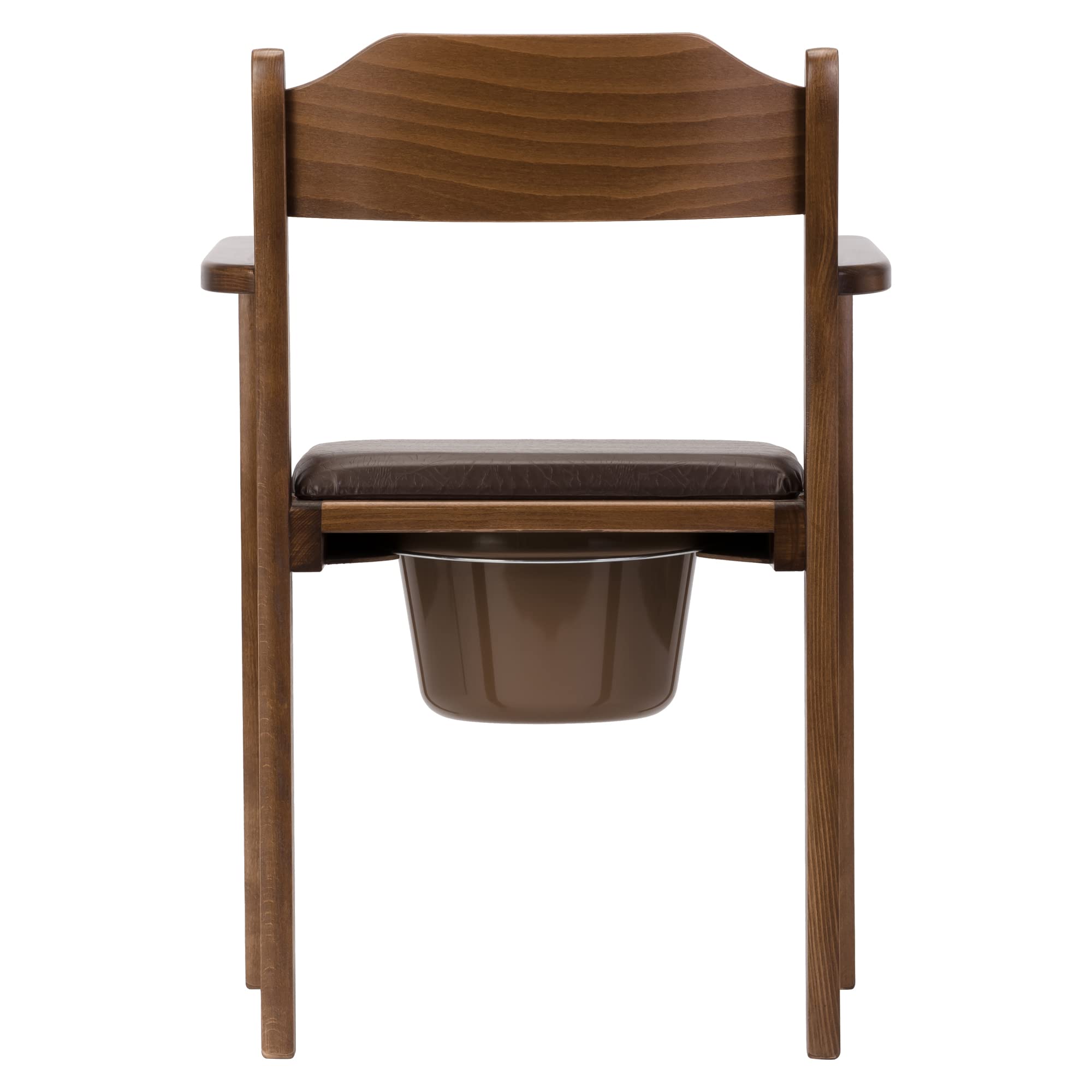 Hygienischer Toilettenstuhl DUHA Nachtstuhl aus hochwertiges Holz Herausnehmbarer Eimer mit Deckel Zertifizierte Toilettenhilfe (Dunkelbraun)