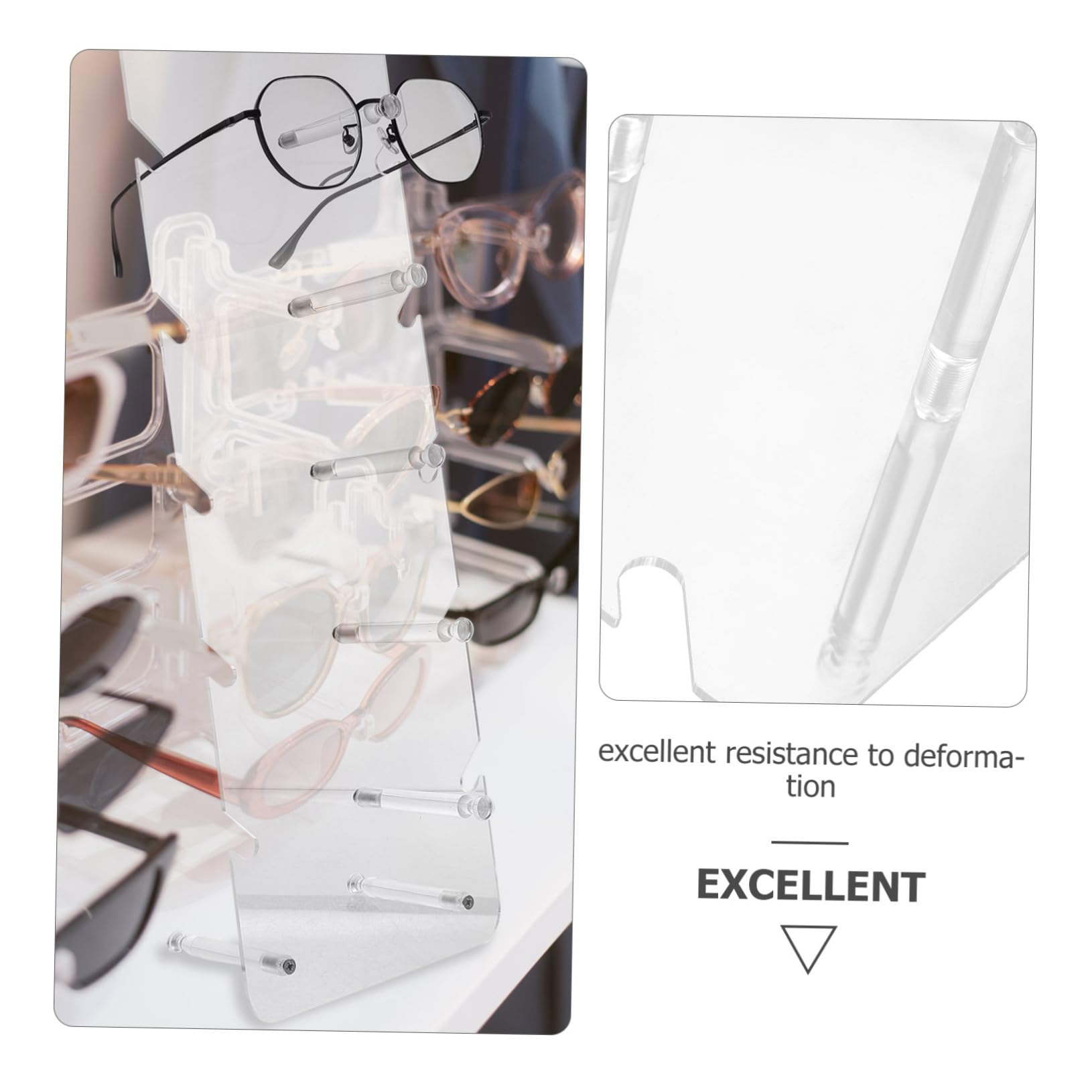 MAGICLULU Support à Lunettes Transparent Organisateur de Lunettes de Soleil Lunettes Optiques Présentoir Multifonctionnel Compact pour Rangement sur Table