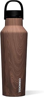Corkcicle Sport Canteen - Keeps Drinks Cold 25 Hours - Stainless Steel Water Bottle - Triple-Insulated - Spill-Proof - Summer Drinkware Gift - Keeps Drinks Ice Cold - 20 oz - Walnut Wood