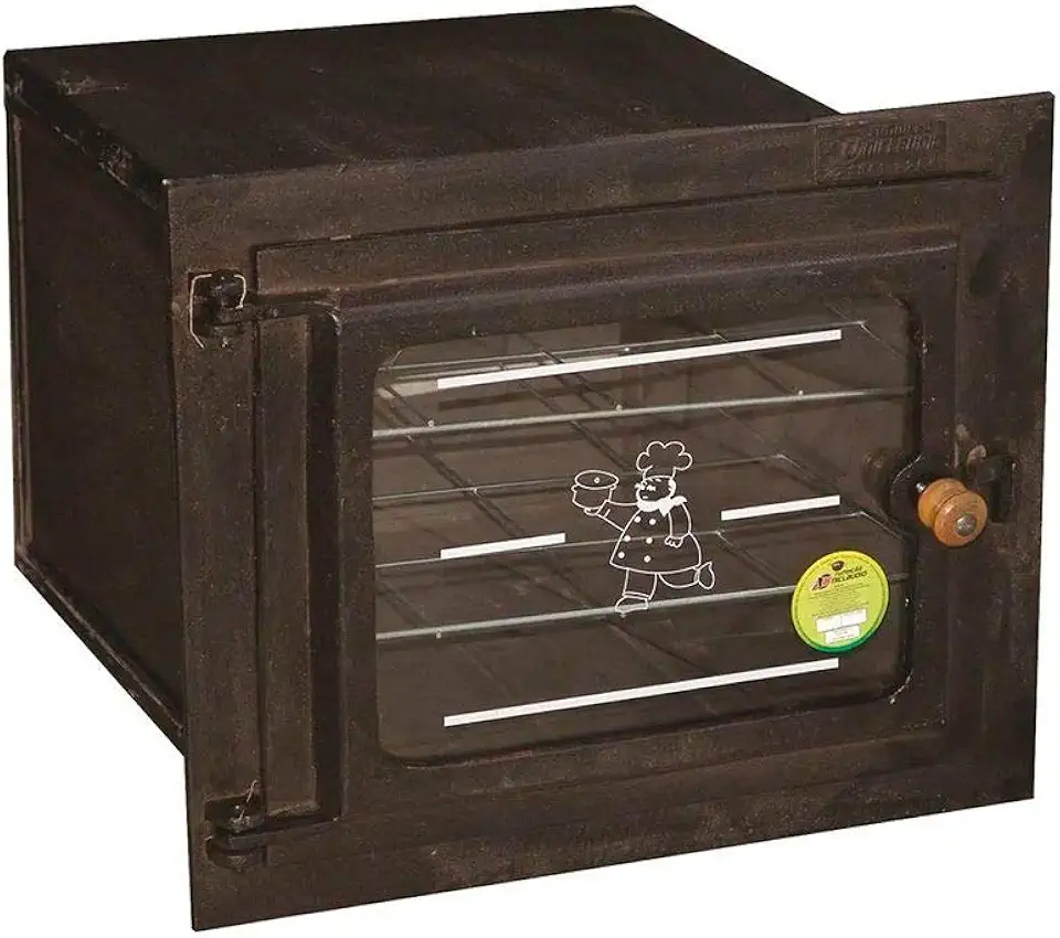 Forno em Ferro Fogão a Lenha Médio Porta Vidro 50x42x35cm