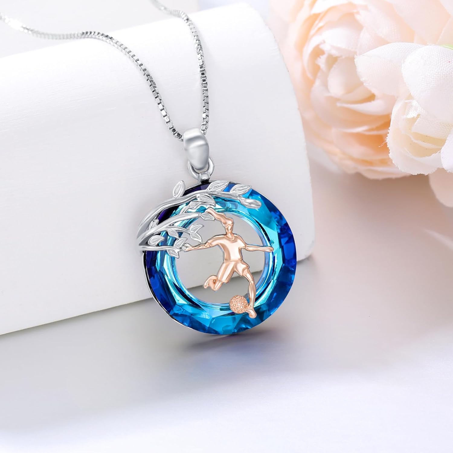 Sport/Music Necklace for Women 925 Sterling Silver Crystal Pendant Tree of Life Jewelry Gifts for Sport Players - Image 3
