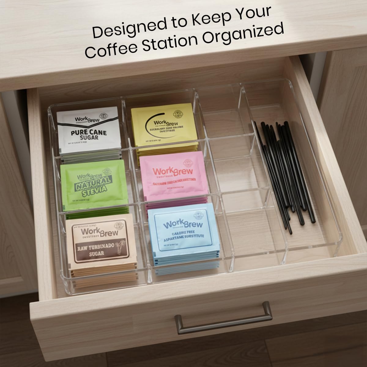 WorkBrew Sweetener Packets Variety Pack with Stirrers 400 Count, Individually Wrapped Coffee Sweeteners, Stevia, Cane Sugar, Raw Sugar, Sucralose, Aspartame, Saccharin