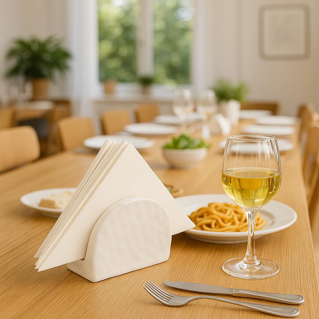 Serviettenhalter aus weißer Keramik für den Tisch, 10 x 6 x 8 cm, eleganter Serviettenhalter für die Küche