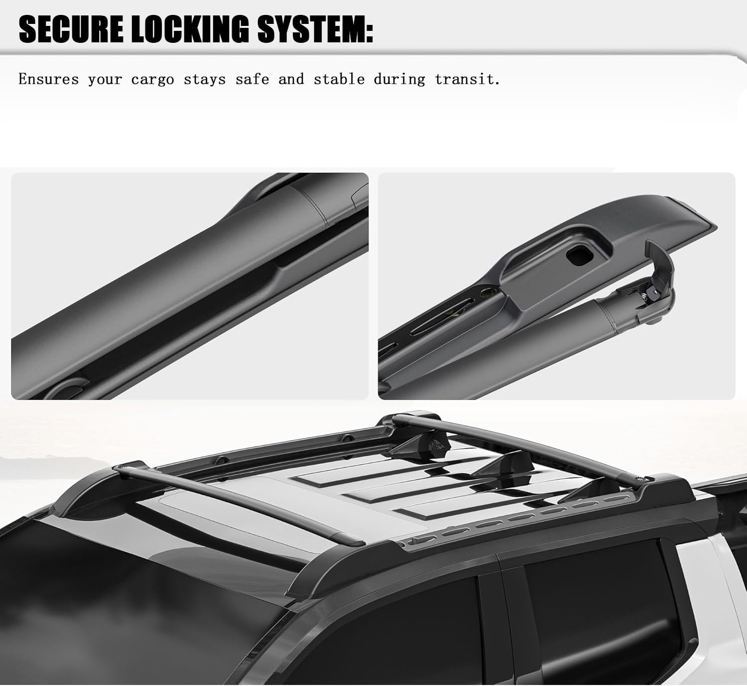 Roof Rack Cross Bars for 2026 2025 2024 Toyota Tacoma Double Cab - Aluminum Roof Rails Crossbar for Cargo Canoe Bike Kayak Snowboard