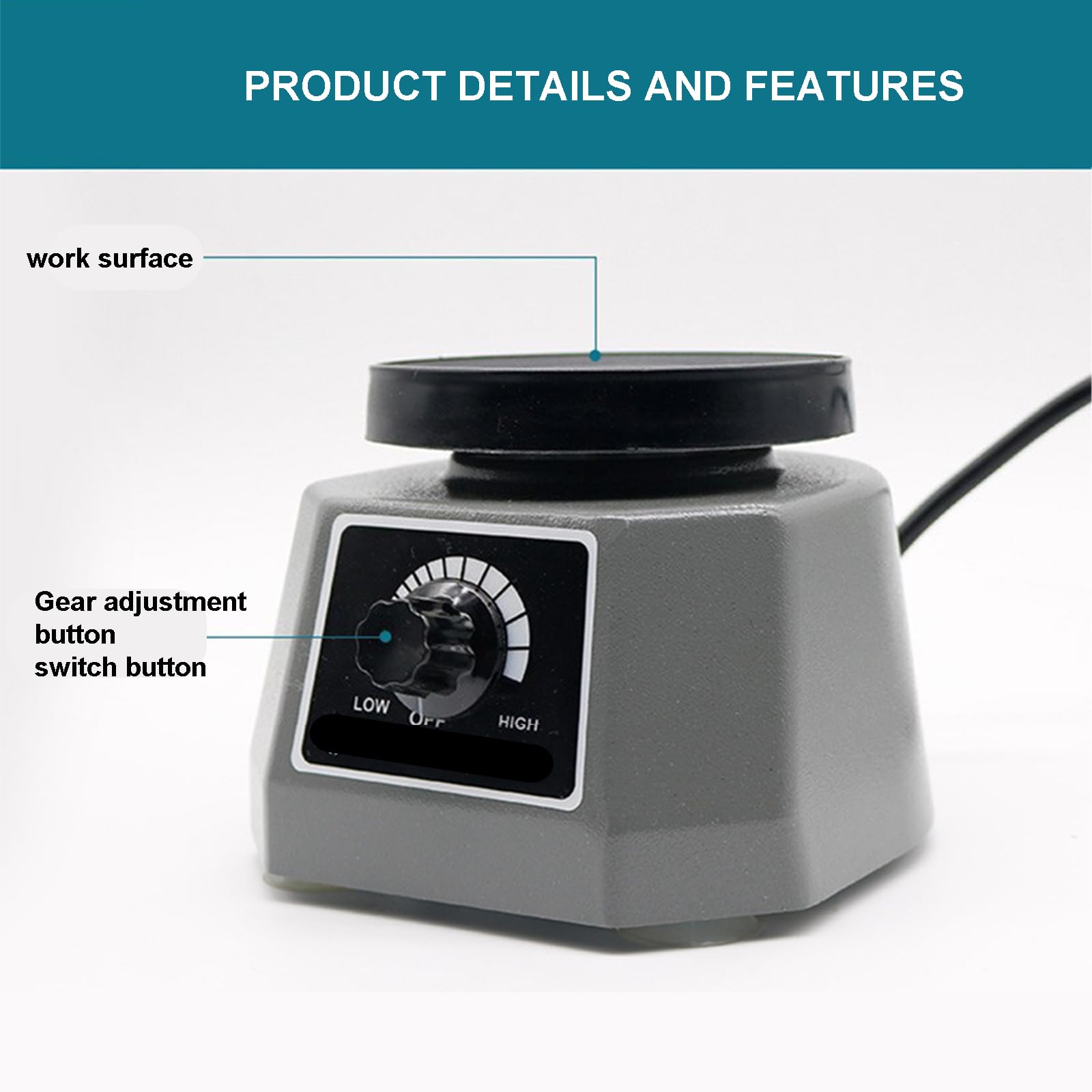 Vibrateur Dentaire 100 W - Charge Maximale : 2 kg, Vitesse Réglable En Continu, Base Antidérapante Et Table Vibrante. Oscillateur À Disque Pour Plâtre, Moules Et Résines.,White
