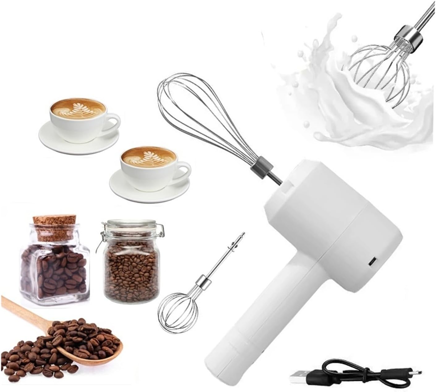 Portable Handheld Foamer – Coffee Whisk for Foamy Latte, Matcha, Hot Chocolate & Egg Beating