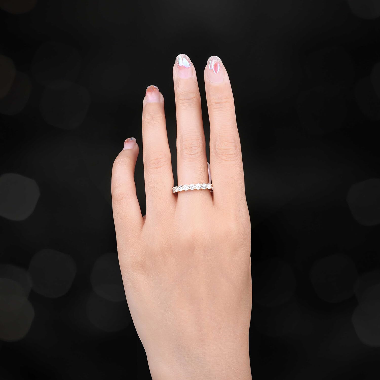 JewelryPalace Modeschmuck Klassisch Moissanite Stapelring Eternity Ring Damen Schmal, Hochzeitsringe Silber 925 Trauringe Eheringe, Vorsteckring Bandring, Frauen Schmuck mit Stein