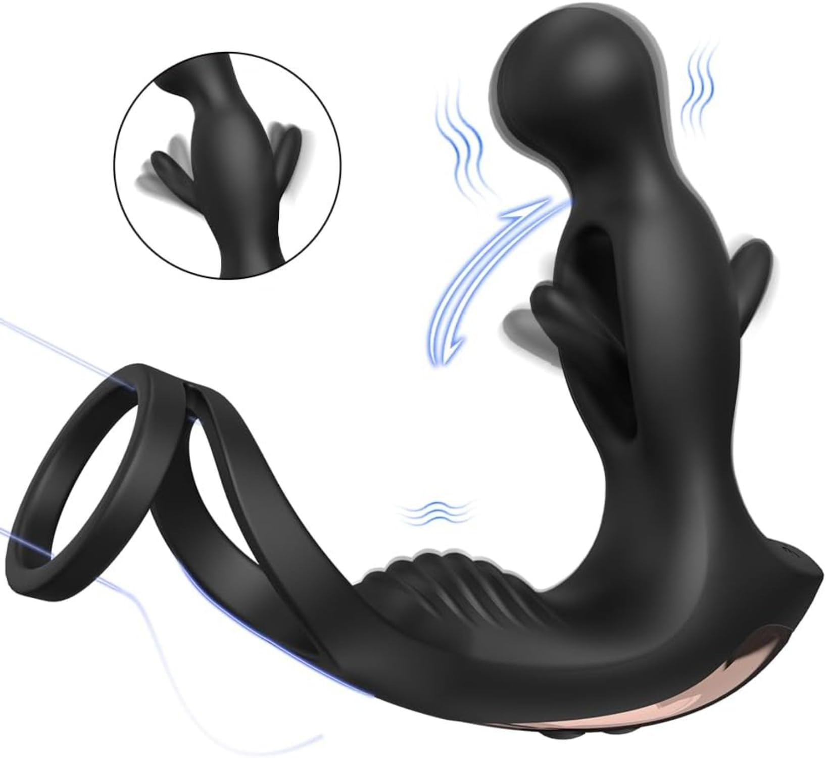 Stimulateur prostatique à double anneau — 9 modes et 5 modes de — jouet anal rechargeable en silicone, étanche, avec anneau