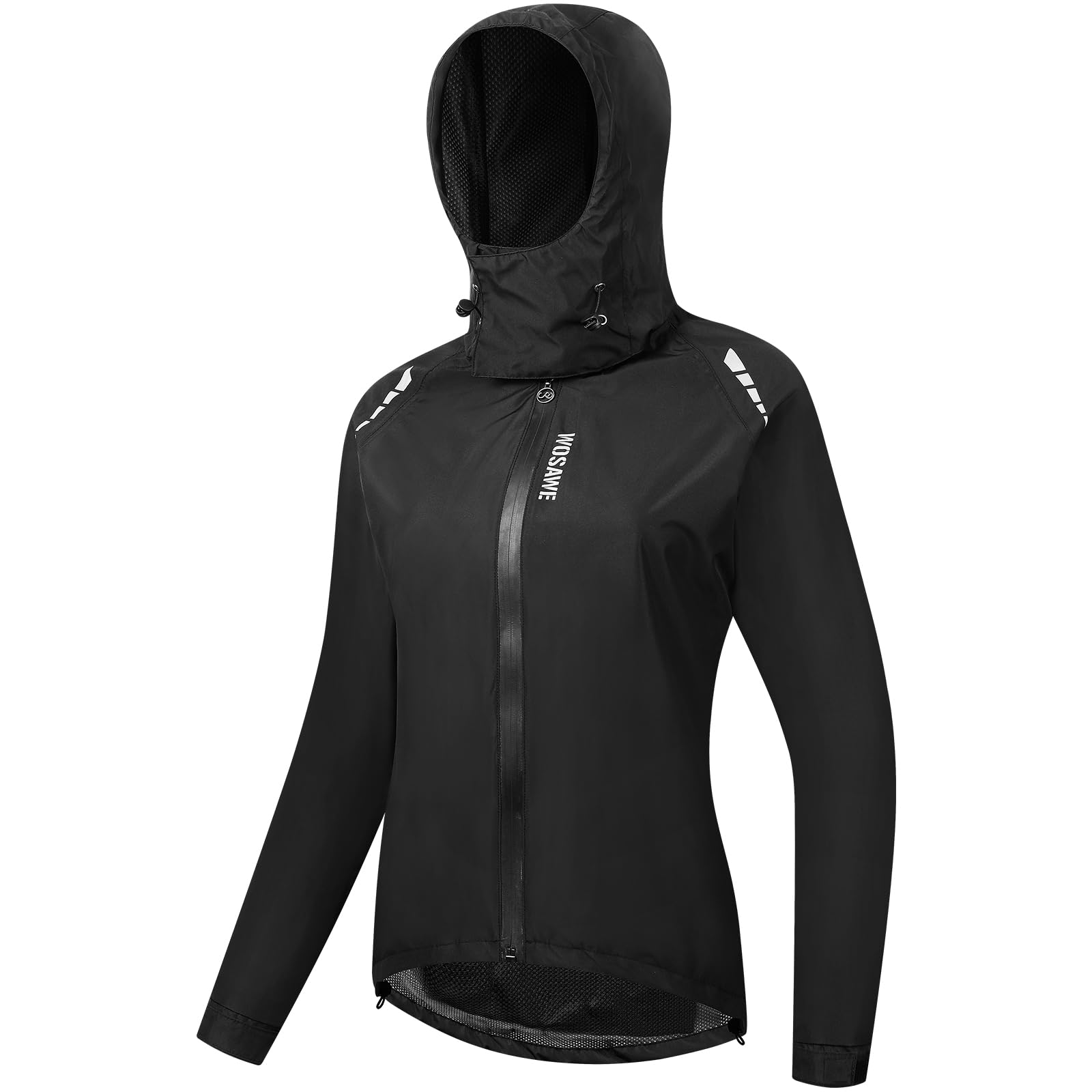WOSAWE Veste de Cyclisme Femme Imperméable Léger Veste de Course à Capuche Coupe Vent Manteau de Pluie pour Voyage Camping Randonnée Vacance Trekking (Noir, XL)