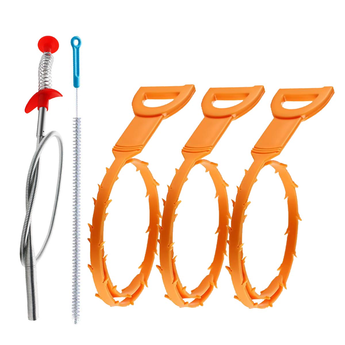 OmontSnake Drain Hair Clog Remover: Remover Auger Cleaning Tool (12pcs) with Steel Claw for Tub Shower Bathroom Toilet Sink