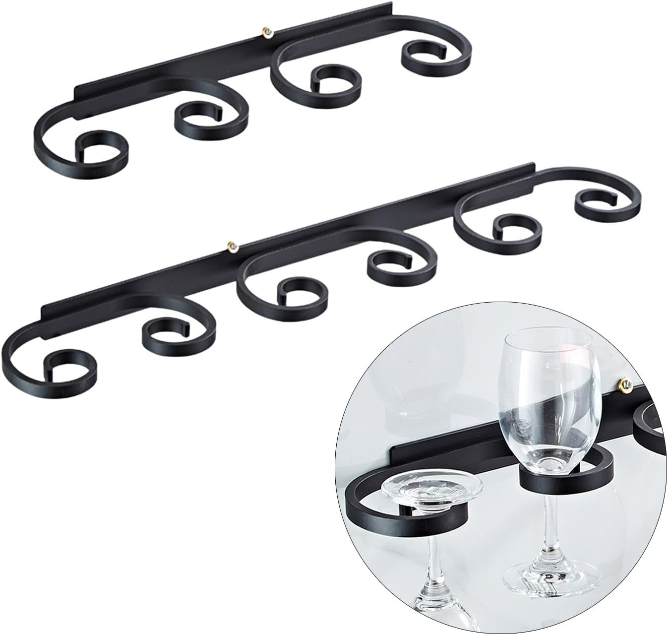 Glass Racks for Under Shelf Multipurpose Metal Wine Glass Holder Easy Install Shelves for Kitchen Wall Mounted Stemwares Holder