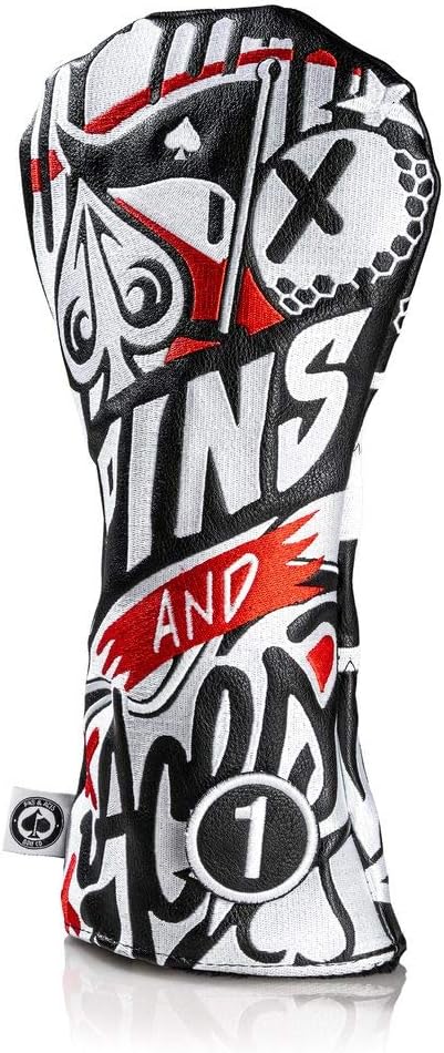 Pins & Aces Golf Co. LE Graffiti Head Cover - Premium, Hand-Made Leather Headcover - Urban Styled, Tour Quality Golf Club Cover - Style and Customize Your Golf Bag