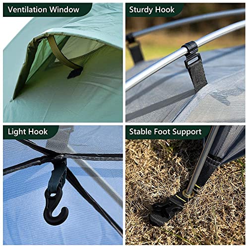 MC TOMOUNT Backpacking Tent 1-2 Person Waterproof Lightweight Double Layer Free-Standing Aluminum Pole for Outdoor Camping Hiking 4 Season - Image 5