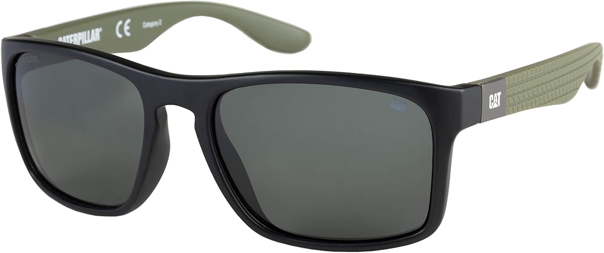 CAT YARDER Men's Polarized Square Sunglasses X-Large Fit | 58 mm, UVA UVB Category 3 UV400 Protection for Driving, Sports, Jobsite, Anti-Glare, Durable, Lightweight, Non-Slip