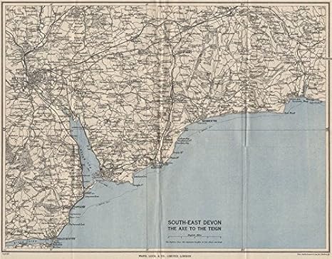 East Devon Coast Map East Devon Coast. Teignmouth Exmouth Exeter Sidmouth Budleigh Salterton -  1951 - Old Map - Antique Map - Vintage Map - Devon Maps : Amazon.ca: Sports  & Outdoors