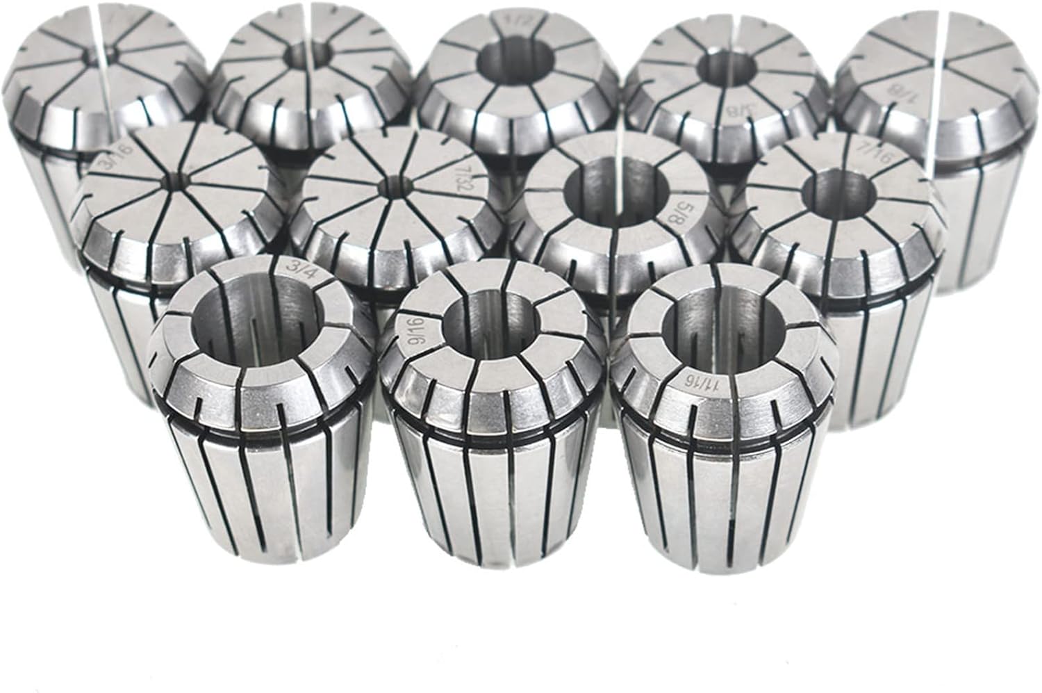 findmall Super Accuracy 12 Pcs 1/8"-3/4" ER32 ER-32 Collets Set With 9/16 5/8 11/16