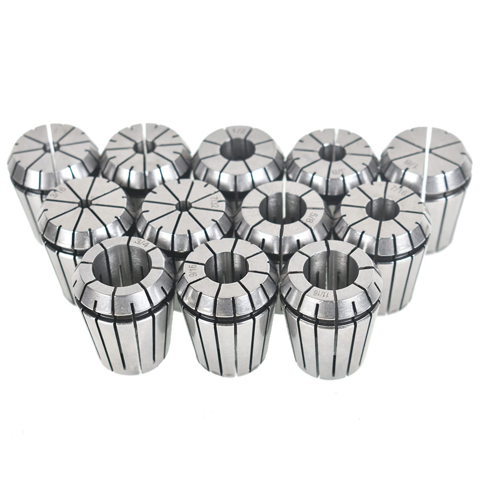 findmall Super Accuracy 12 PCS 1/8"-3/4" ER32 ER-32 Collets Set With 9/16 5/8 11/16