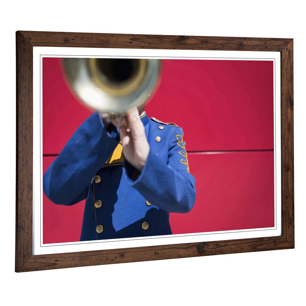 Big Box Art Framed Print of Trumpet Player Band Design | Wall Art Picture | Home Decor for Kitchen, Living, Dining Room, Lounge, Bedroom, Hallway, Office, Walnut, A2 / 24.5x18 Inch / 62x45cm
