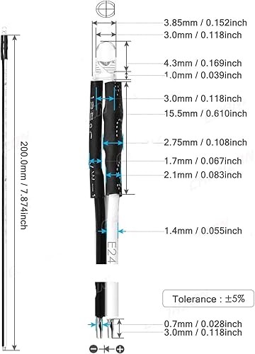 Miniatura 2 de MeLphi 5 unidades de diodo LED de 0.118 in de 12 V blanco cálido, rojo, verde, azul, amarillo, naranja, UV, morado, rosa, precableado, 5, 9, 12 V,