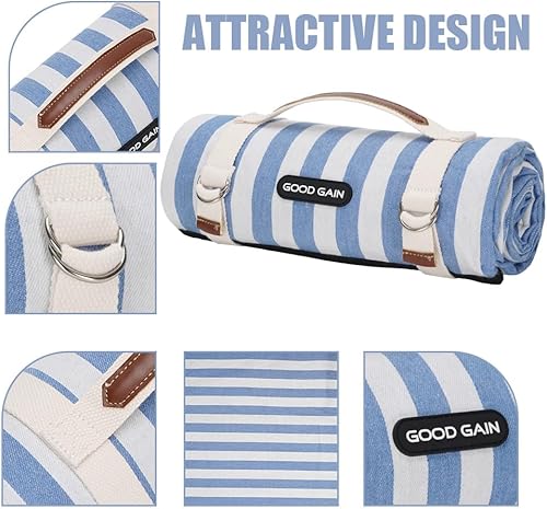 Miniatura 3 de Mantas de picnic al aire libre impermeables extra grandes  Alfombra de playa libre de arena plegable con correa de transporte  Manta portátil de