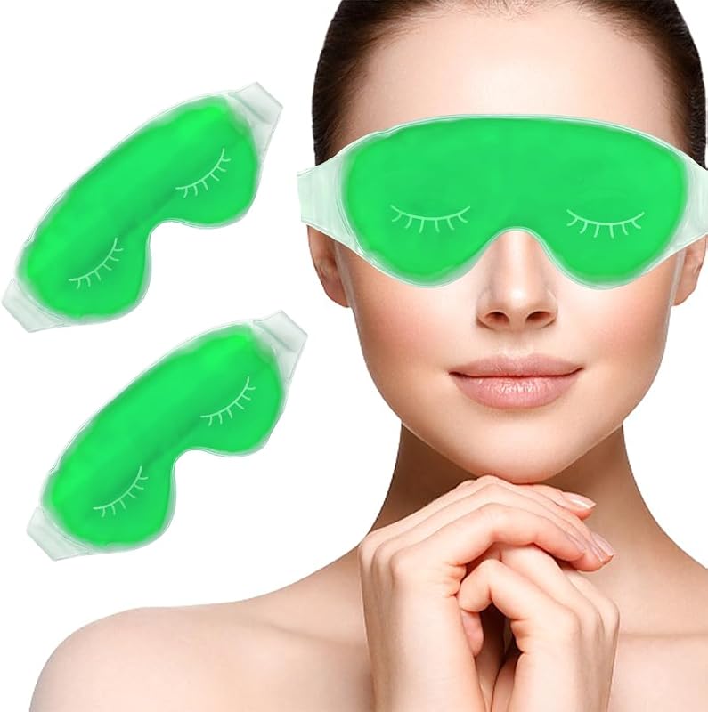 Máscara de olhos reutilizável coldchill verde — Pacote com 2