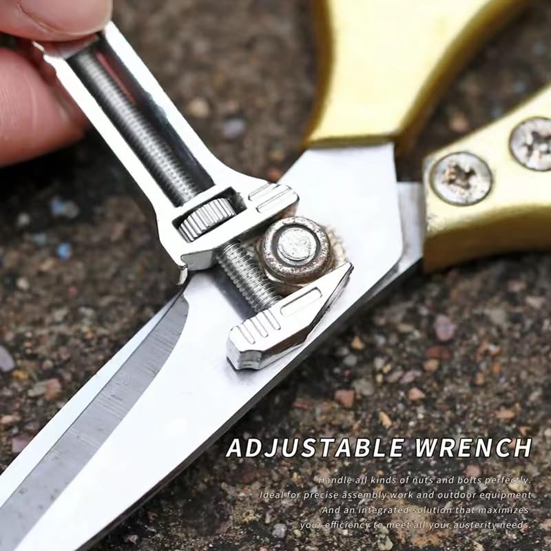 Mini Multitool Wrench,Mini Multitool Schraubenschlüssel,Compact Titanium Multitool, Mini Multifunktionaler Schraubenschlüssel, Flaschenöffner,Bieröffner, Nagelzieher, Verstellbares Multitool (2PCS)