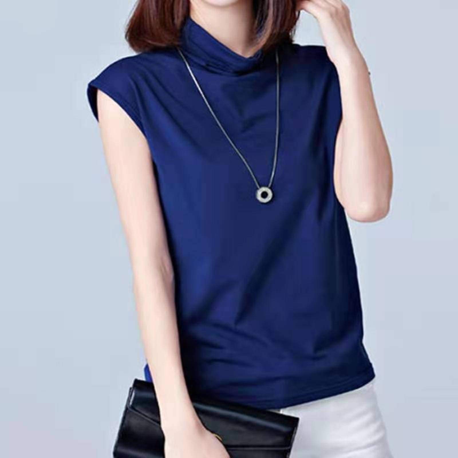 Summer Half-high Collar T-shirt Women's Short-sleeved Bottoming Shirt Was Thin And Loose Wild Pure Plus Size