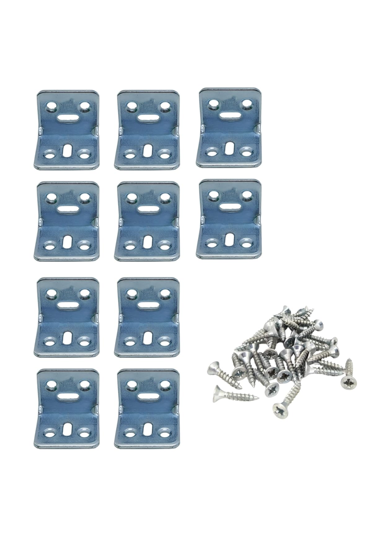Mobilya Köşe Bağlantı Aparatı, L Tipi Metal Köşebent, 30x25x25mm, Gümüş Renk, 10 Adet Vida Dahil, Dolap Raf Montaj Bağlantı Seti