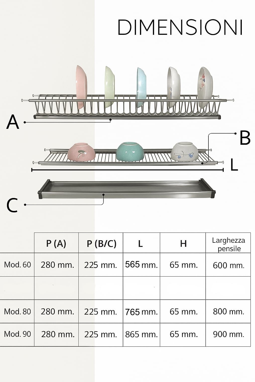 Scolapiatti da Incasso in Acciaio INOX | Kit Completo per Mobile Pensile Diverse Misure | Con Molle Regolabili, Griglia Bicchieri e Raccogli Gocce | Alta Qualità e Resistenza (Per Pensile 80 cm)