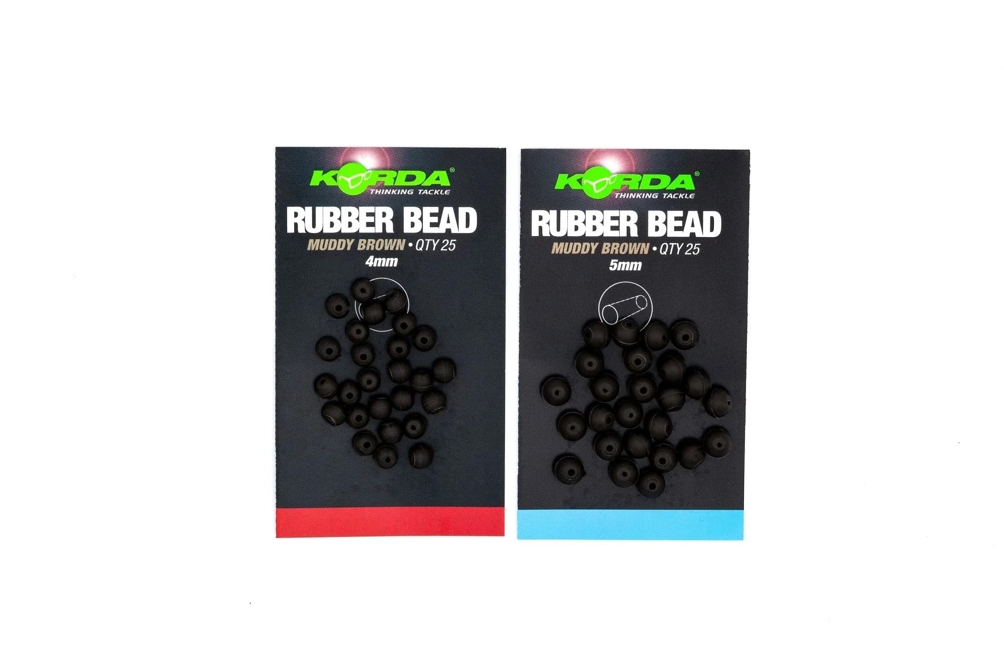 Korda Rubber Beads Weed Green 5mm for Carp Fishing - Soft Rubber, Tapered Bore, Knot Protection, Pack of 25