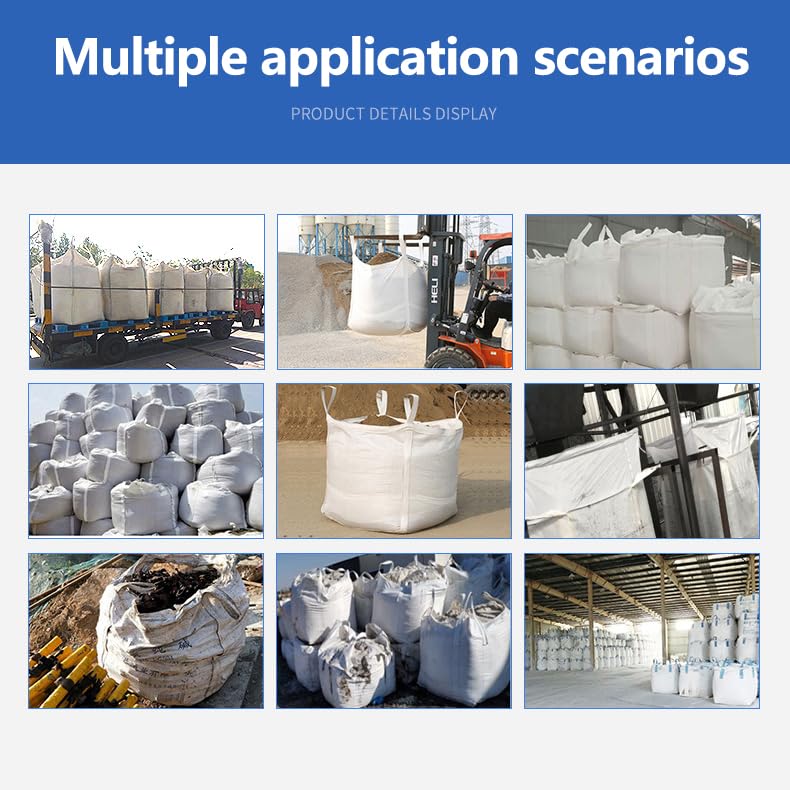 Image of 5 Pack FIBC Bulk Bag, 2 Ton Bag, 40 inchL x 40 inchW x 48 inchH, 4400lbs SWL, Open Top Flat Bottom, Heavy Duty Bulk for Industry Agriculture