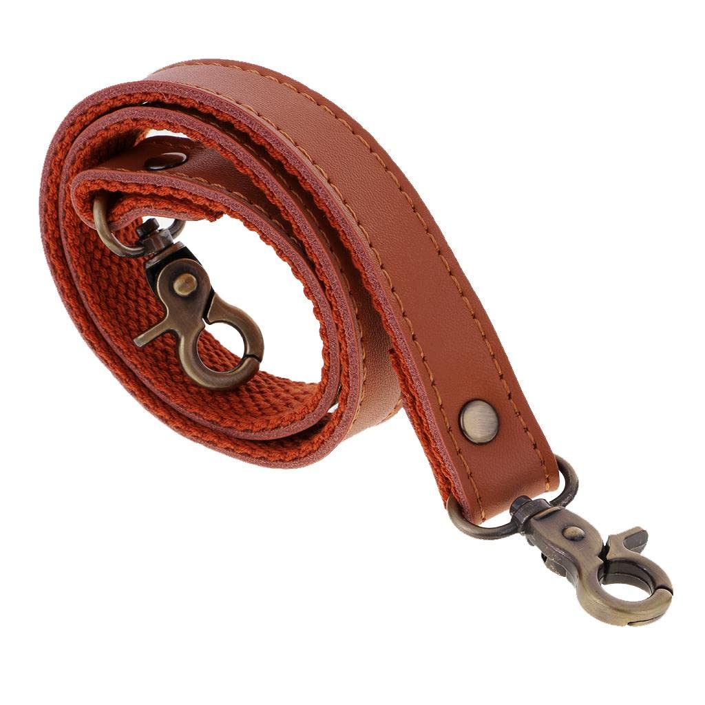Genuine Leather Canvas Bag Handle Strap Replacement 60cm Brown-image-34