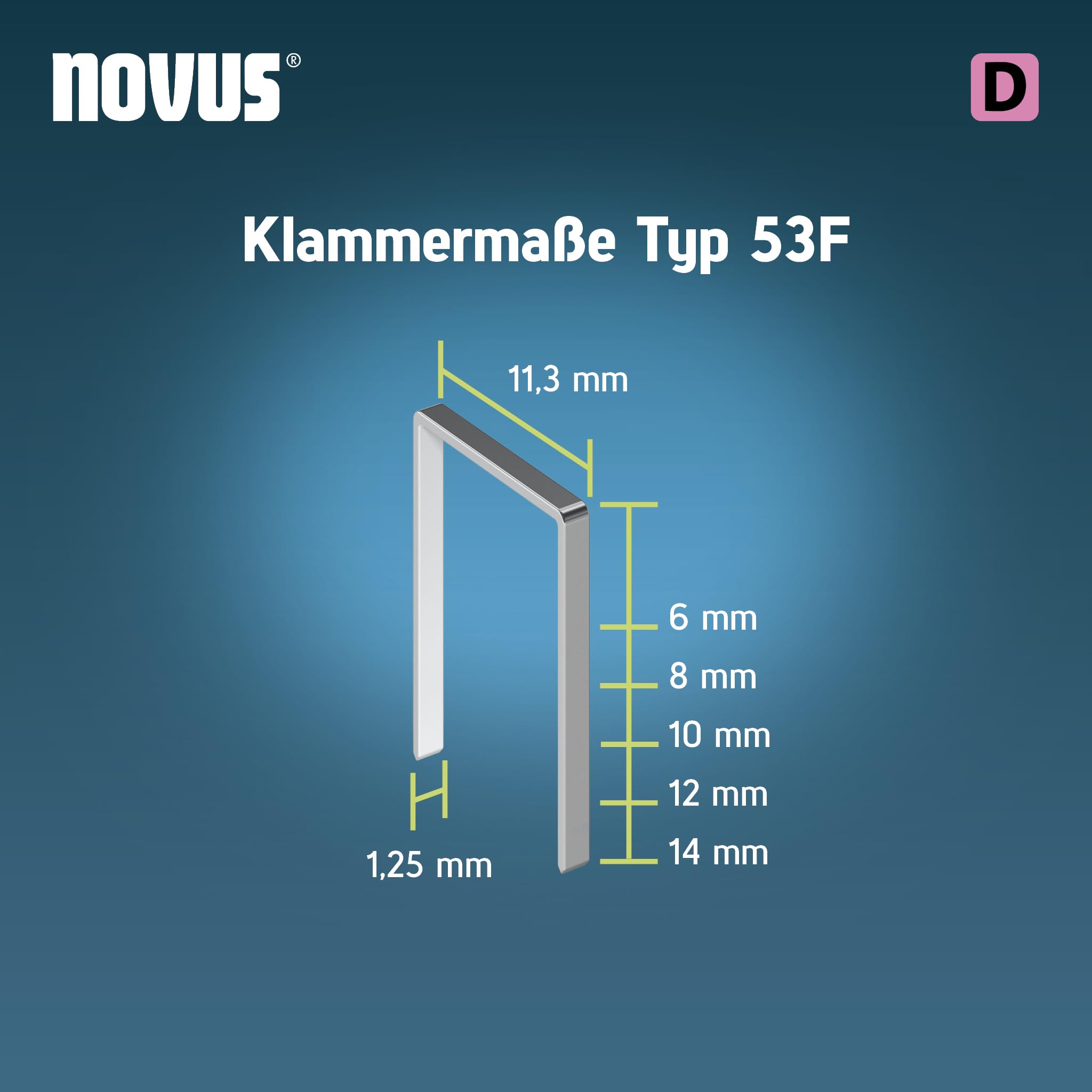 Novus 042-0789 zszywki druciane typu 53 F 8 mm (szerokość grzbietu: 11,3 mm, szerokość drutu: 1,25 mm, 1200 sztuk, materiał: ocynkowany drut stalowy)