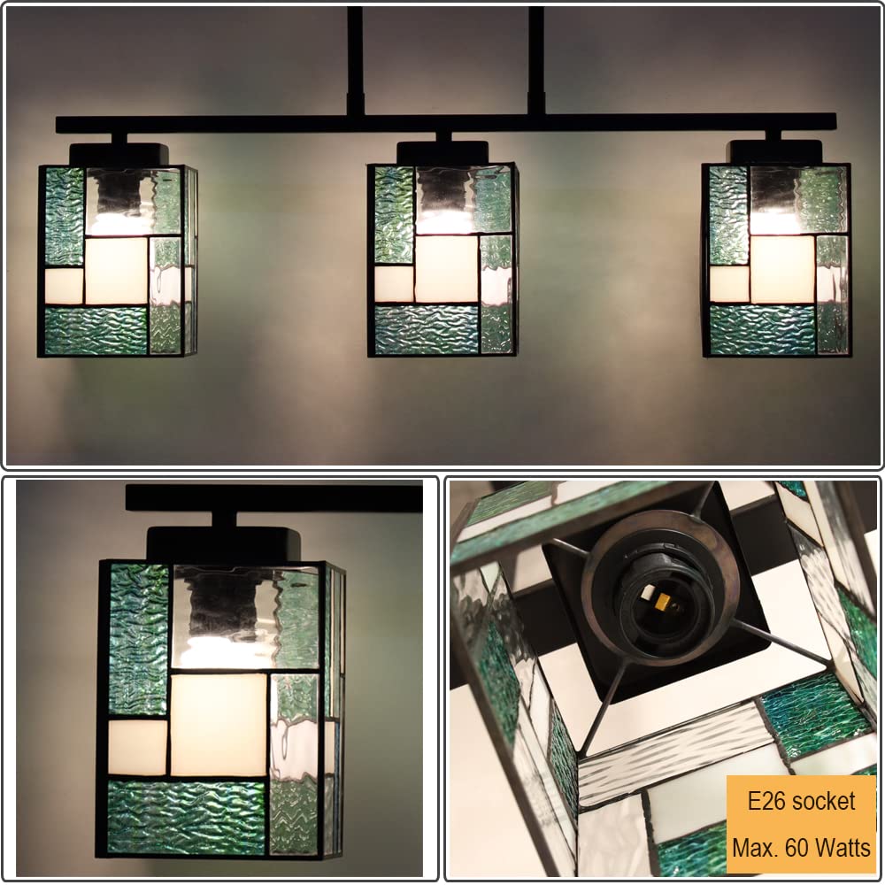 ARTZONE Tiffany Pendant Light Fixture[3 Lights][24''Wide