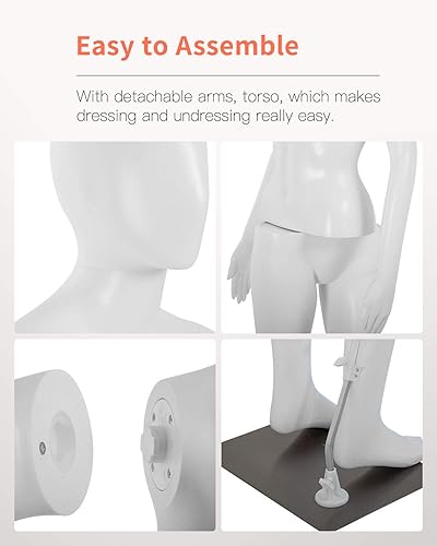 Miniatura 6 de Maniquí masculino de 73 pulgadas de cuerpo completo, forma de maniquí de costura, ajustable, soporte de maniquí realista, cabeza de exhibición,