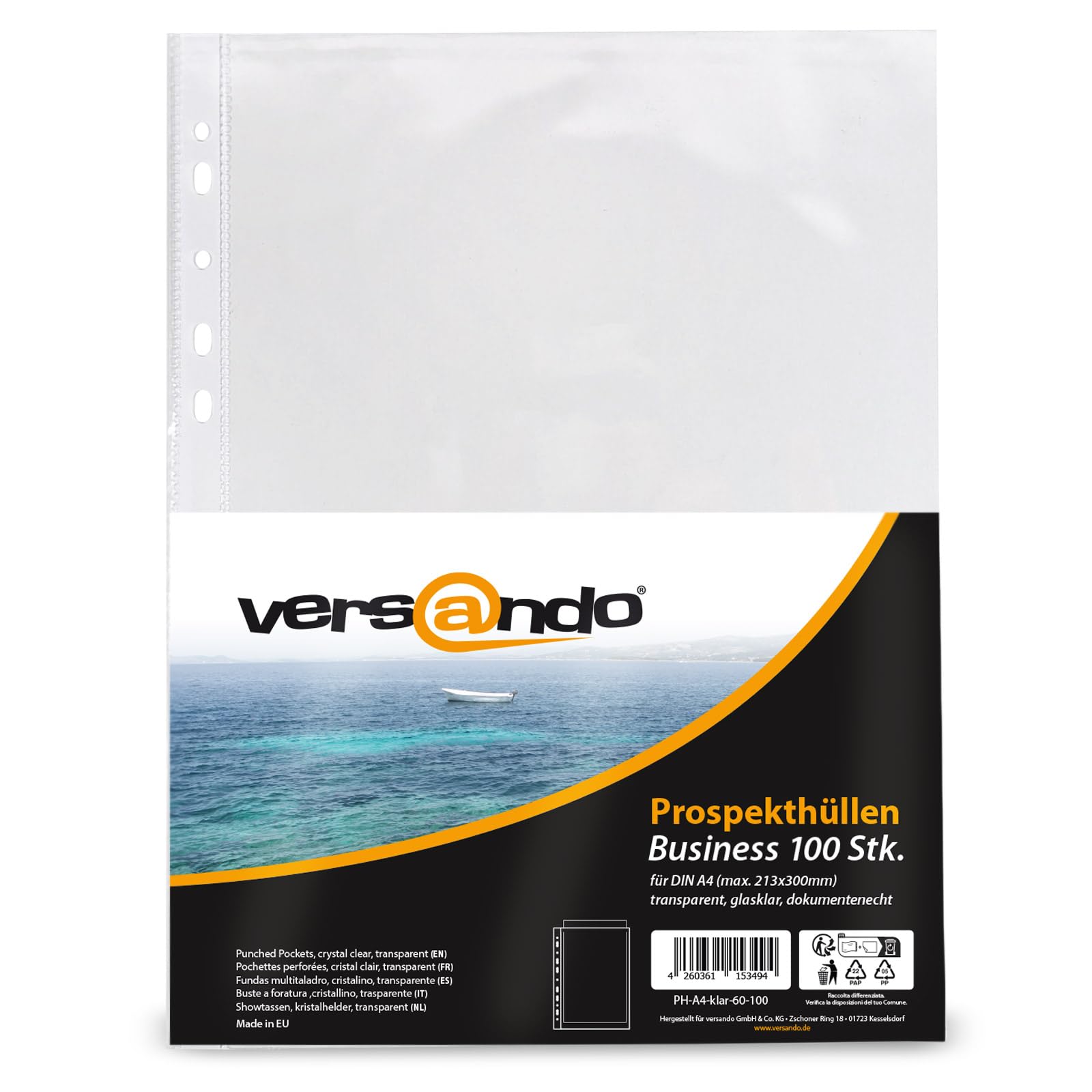 versando 1.000 buste trasparenti A4 Business con bordo del tacco, 60 my | (10 x 100 pezzi)