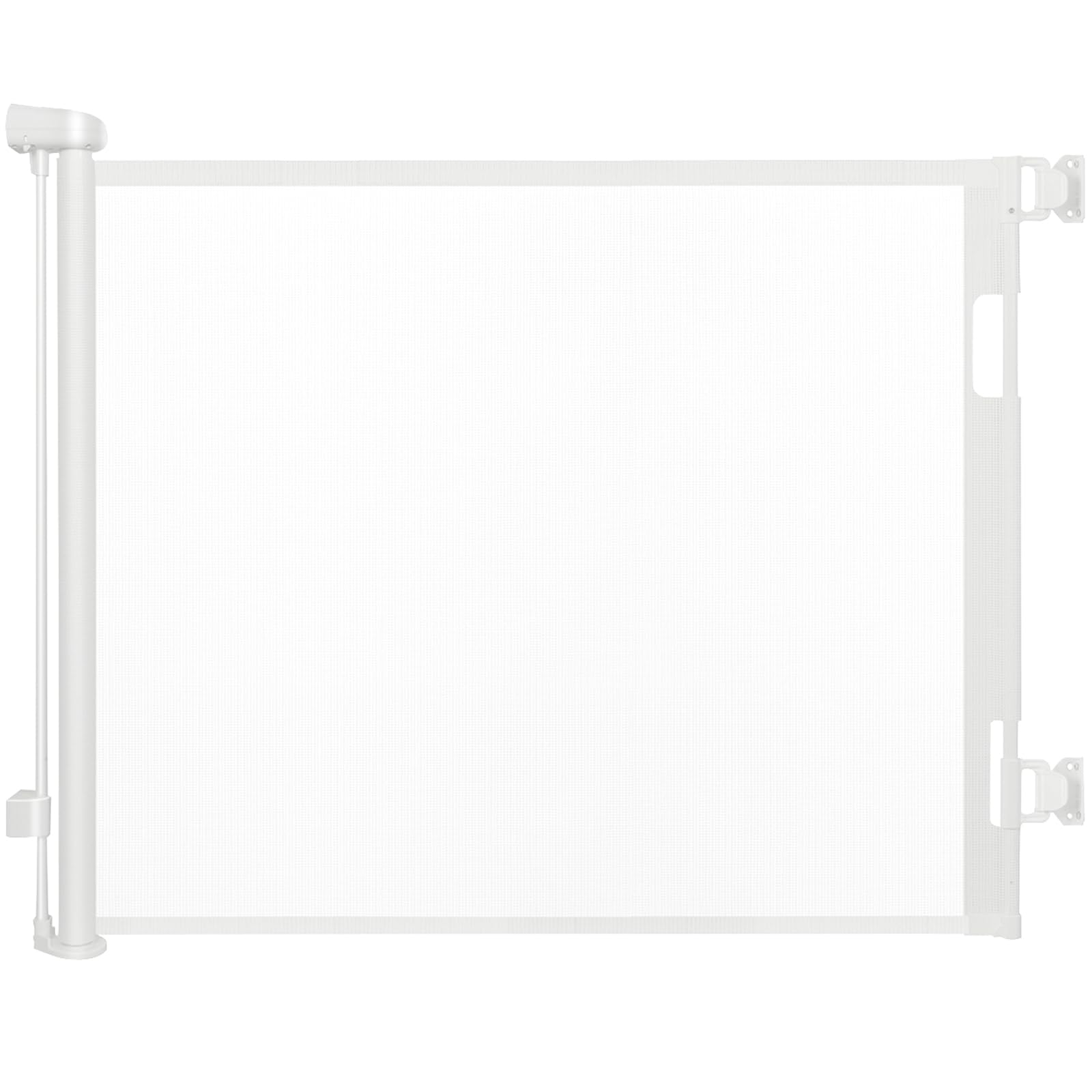 Dioxide Barrière de Sécurité Rétractable pour Bébé, 0-150 cm Barriere Retractable Enfant, Barrière Sécurité Enfant Adaptée aux Escaliers, Couloirs, Intérieur et Extérieur (Blanc)
