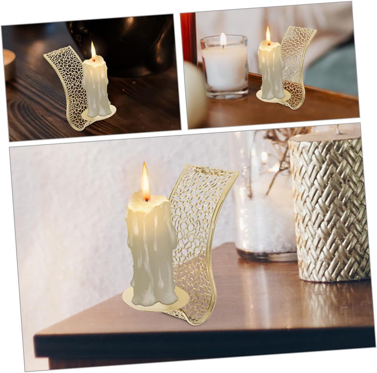 3pcs Wall Sconce Candle Holder Set Hollow Decorative Wall Mount Candle Stand for Home Interior Living Room Fireplace