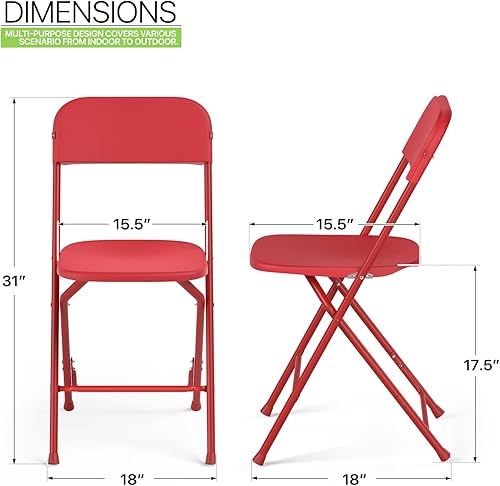 Miniatura 45 de Magshion Sillas plegables de plástico, paquete de 10 sillas de comedor plegables blancas para bodas, fiestas, eventos, exteriores, interiores, silla