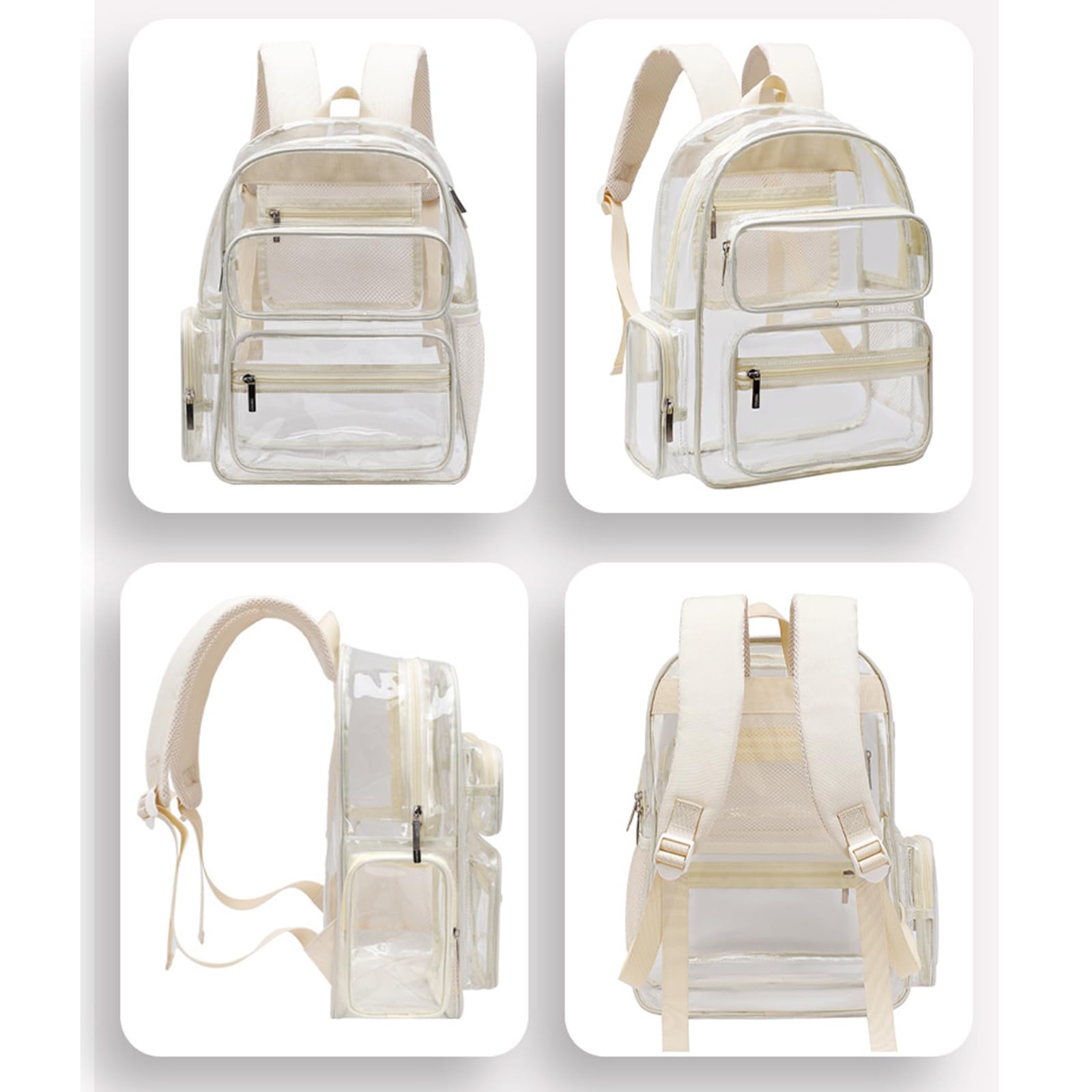 Zaino per laptop trasparente Zaino casual in PVC Zaino da scuola Zaini giapponesi Zaino di grande capacità per lavoro studentesco Borsa per libri trasparente, Nero , Medium