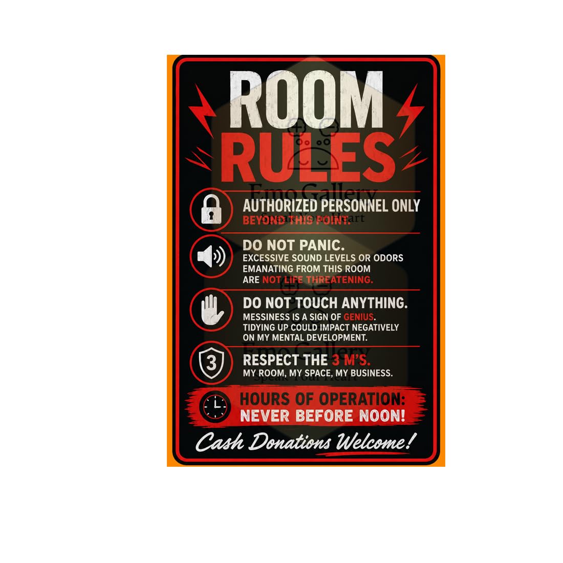 Funny Room Rules Wall Poster for Teens & Gamers, Vintage Style Warning Poster for Teens Boys Girls – Funny Room Accessories for Home Dorm Office Self Adhesive Waterproof Vinyl 48 cm x 33 cm-image-45