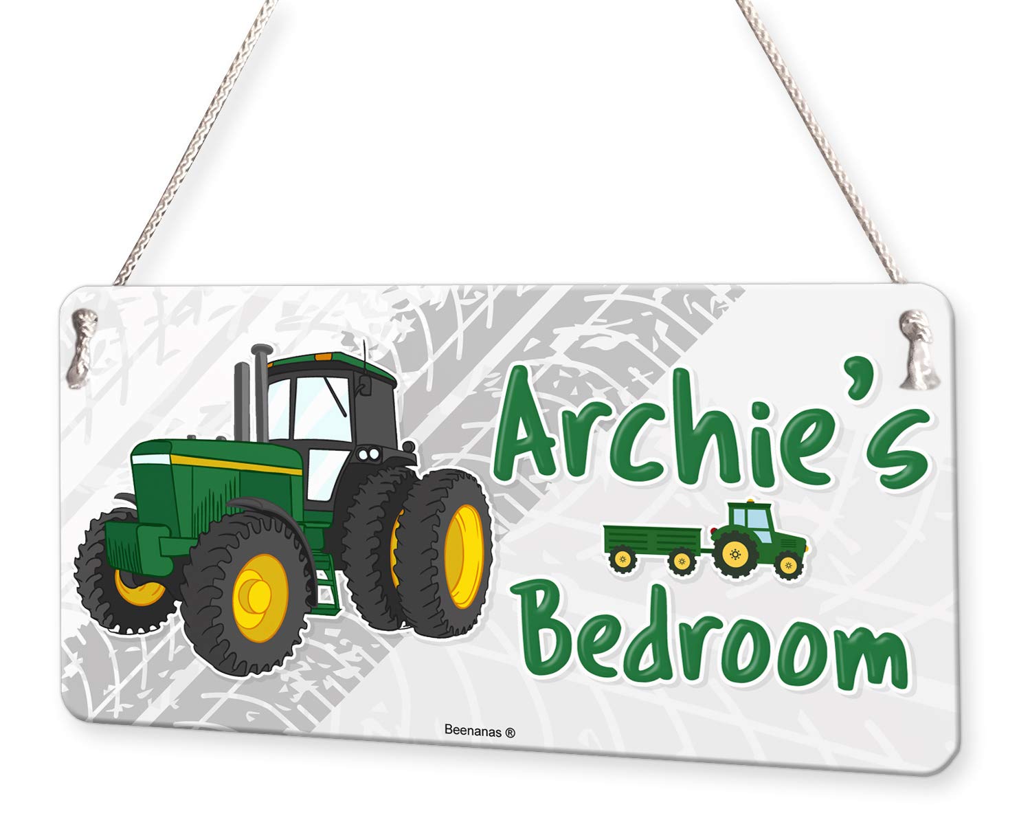 Beenanas Earth Tones Tractor Farm Personalised Childs Bedroom Door Sign Name Plaque