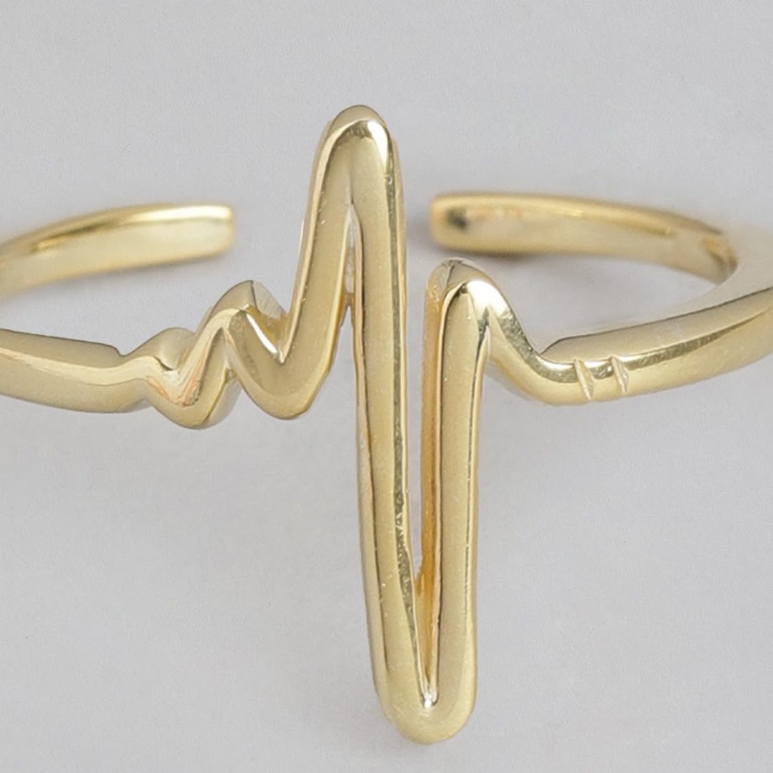 Women's 925 Sterling Silver Heartbeat Adjustable Ring