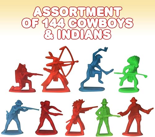Miniatura 2 de ArtCreativity Surtido de 144 figuras de acción de vaquero e indio – Mini figuras de plástico a granel en varios colores y posturas – recuerdos de